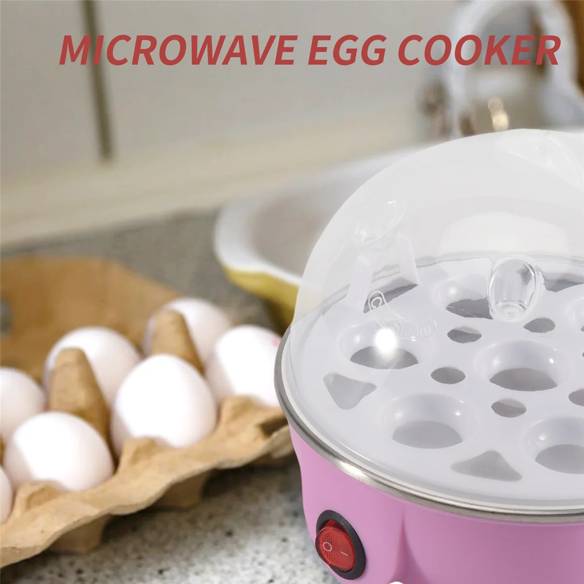 A99U Rapid Egg Cooker: 7 Egg Capacity Electric Egg Cooker for Hard Boiled Eggs, Poached Eggs, Scrambled Eggs Pink EU Plug