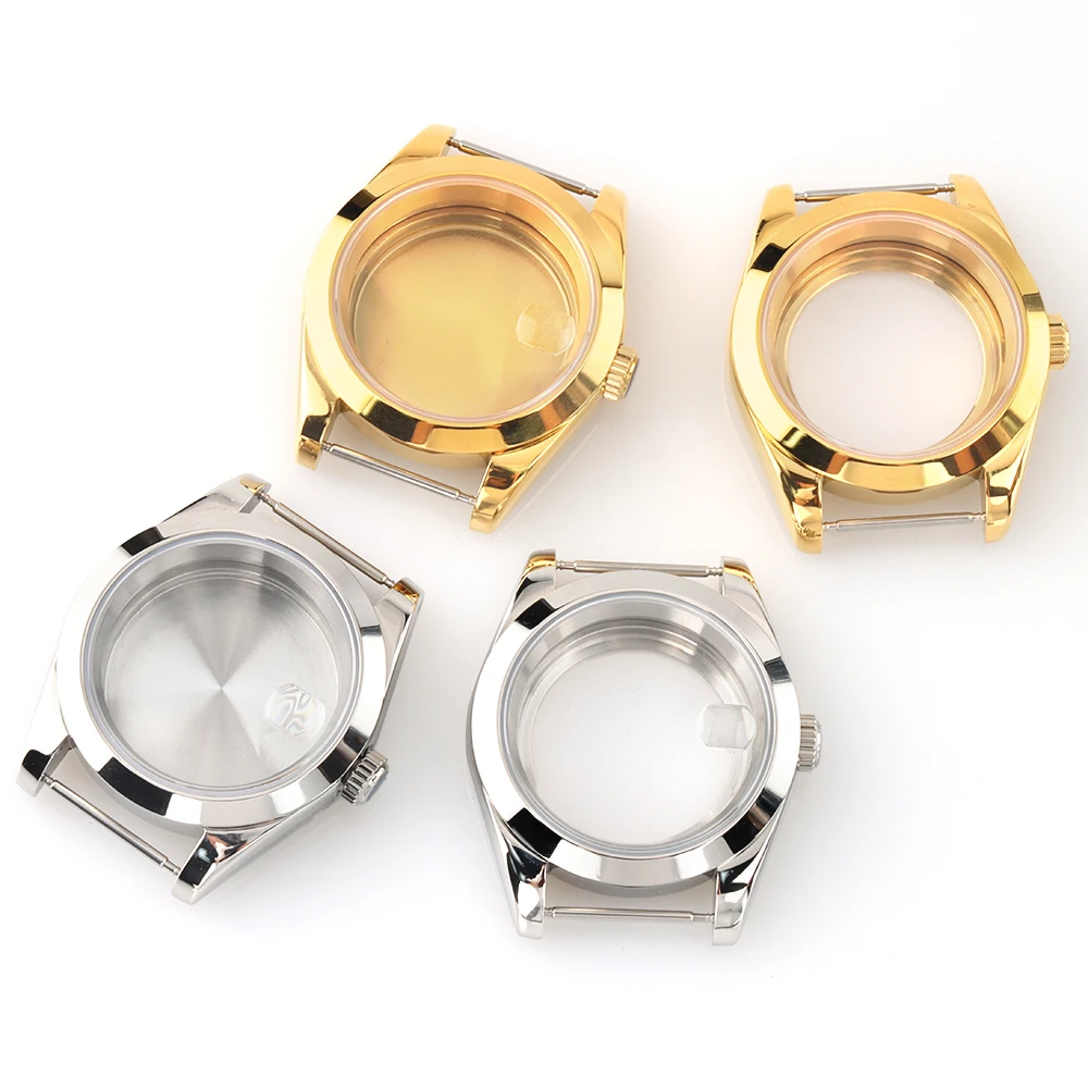 

36mm 39mm Bevel Edge Case Gold High Quality Stainless Steel Watch Case For NH35 NH36 Movement 28.5mm Dial Sapphire Glass Case