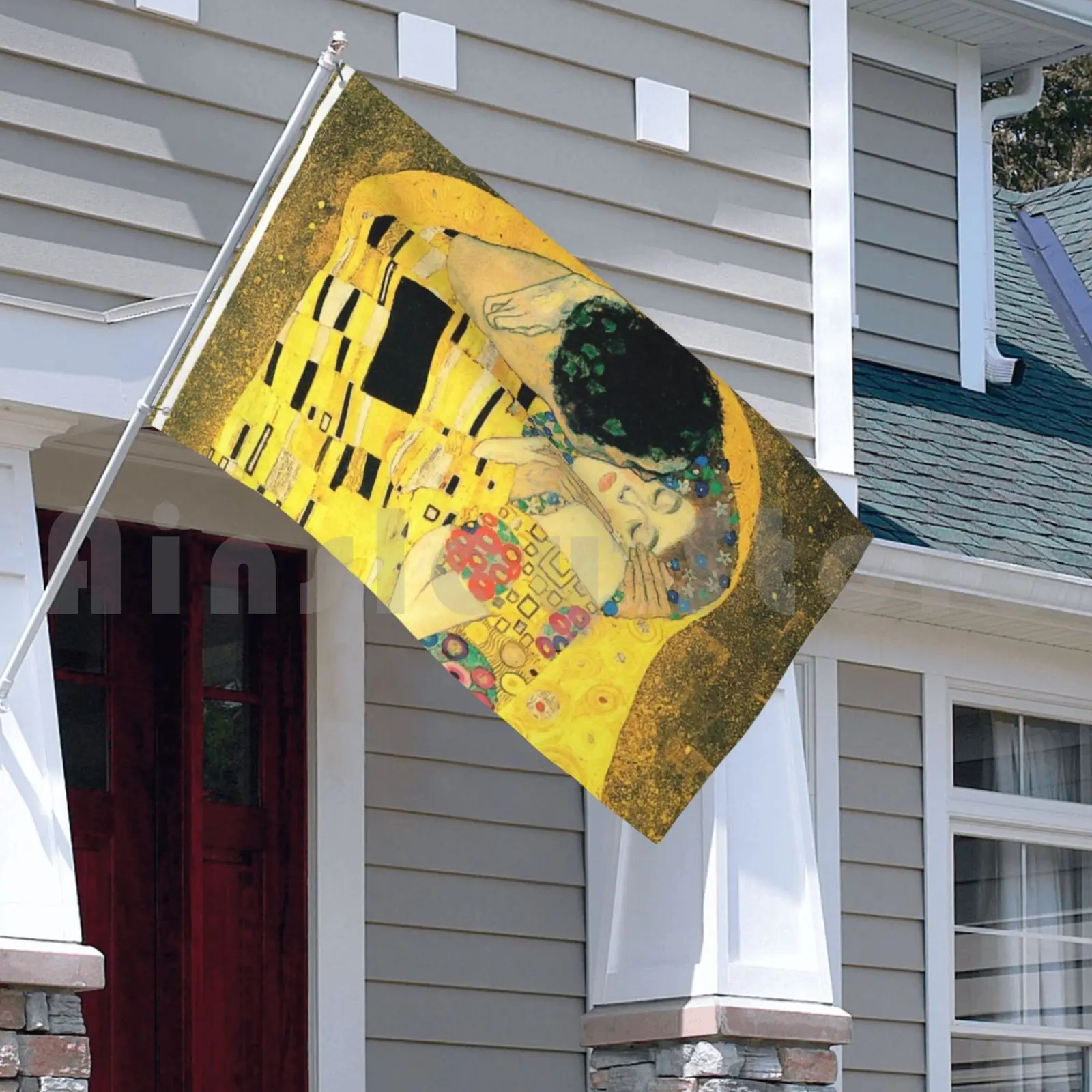 The Kiss Closeup-Gustav Klimt Flag Car Flag مضحك قبلة كليمت غوستاف كليمت رومانسي تقبيل #3