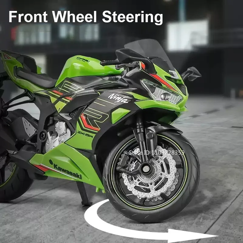 1:12 Sportster Model Toy Motorcycles Alloy Diecast Nijia ZX-6R Motorbikes Sound Light Shock Absorption Rubber Tires Kids Gift