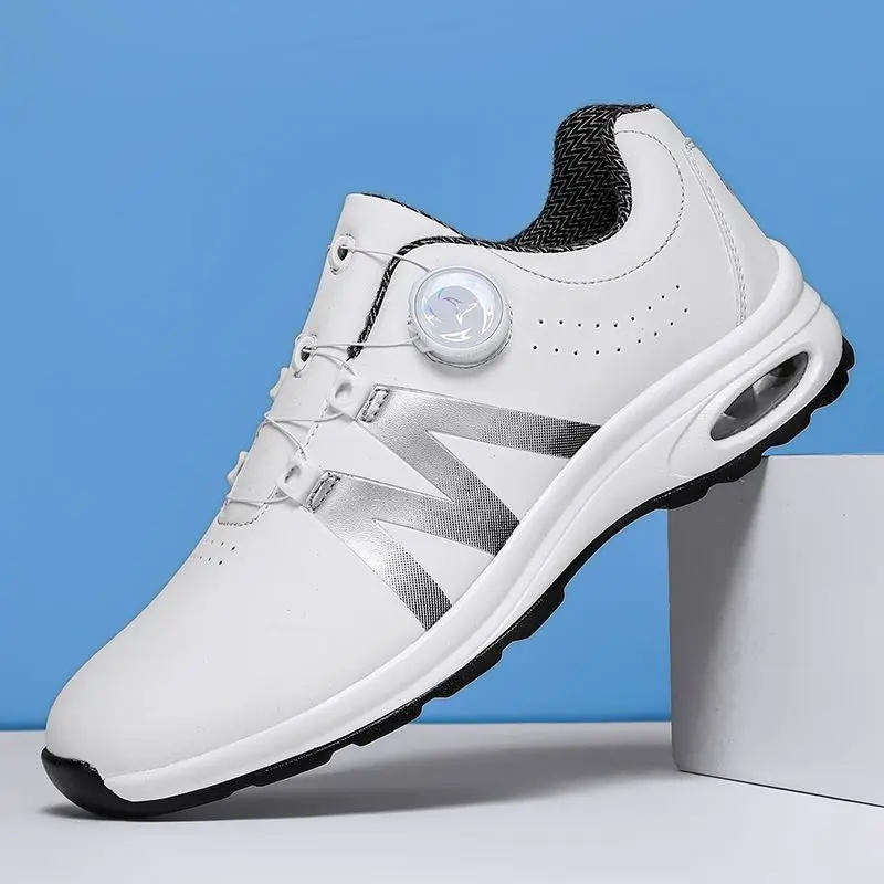 

Hot Sale Golf Sneakers for Man Classic Black White Walking Shoe Mens Comfortable Rotating Buckle Outdoor Sports Men Shoes
