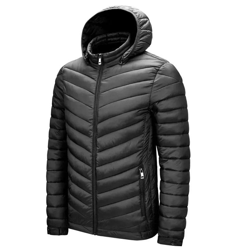 Lightweight Padded Hooded Jacket for Men Long Style Baseball Collar down Jacket Youth Fashion Other Fillings