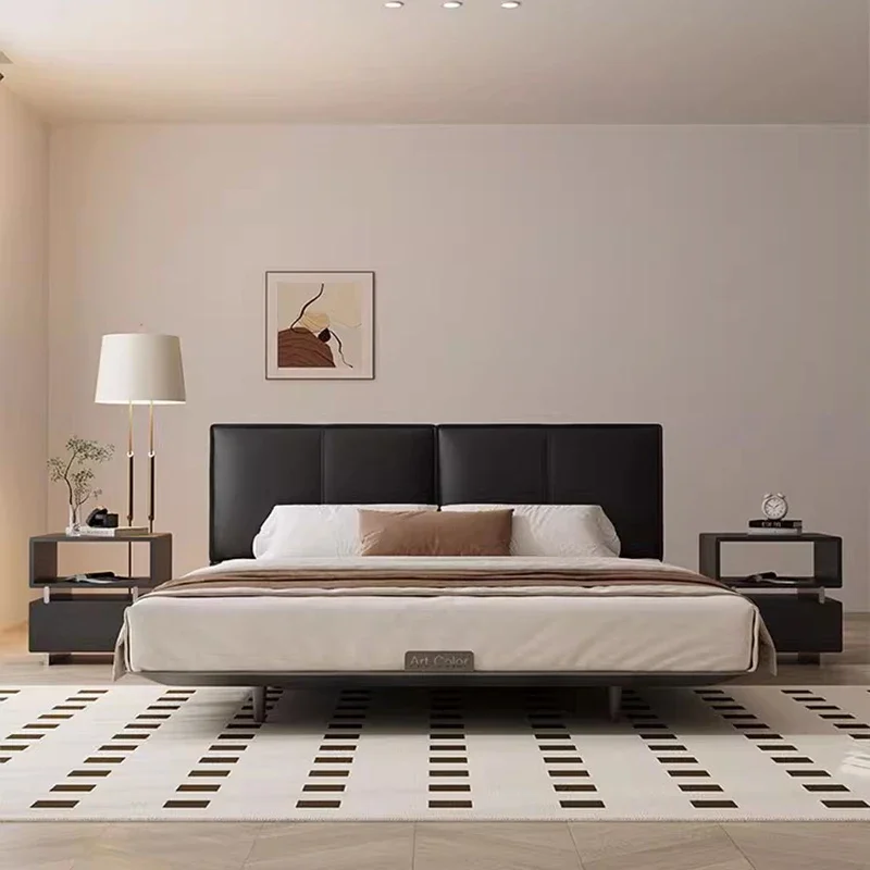 

Steel Suspension Double Bed French Retro Apartment Black Double Bed Large Room Camas Moderrnas Inteligentes Luxury Furniture