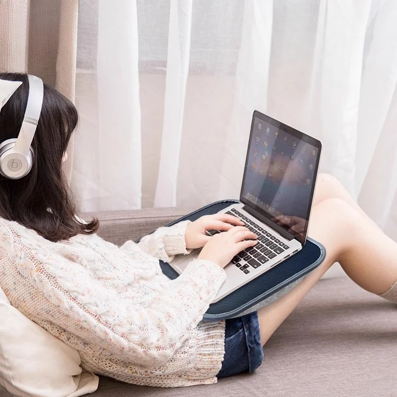 

Portable Cushion Lap Desk Bed Tray Table Foldable Snack Stand Non-Slip Laptop Desk for Dorm Room or Sofa Use