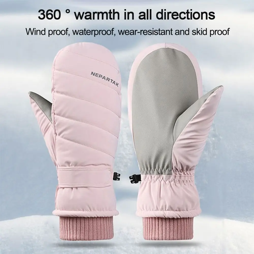 Guantes de esquí caliente a prueba de viento para deportes de invierno, Manoplas de esquí, Snowboard, ciclismo, mujer