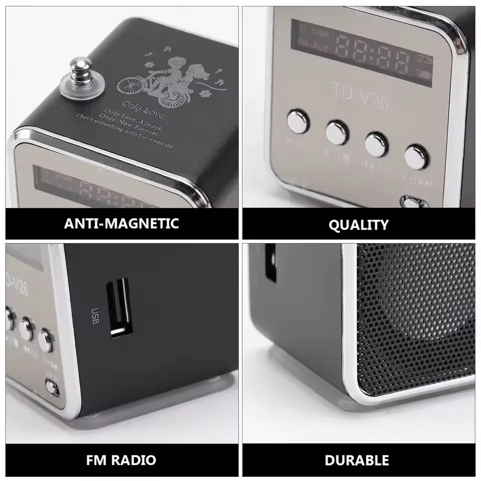Rechargeable Portable radio FM portable mini radio Mini High Bluetooth Portable Voice Suitable for computer cell phone MP3 music