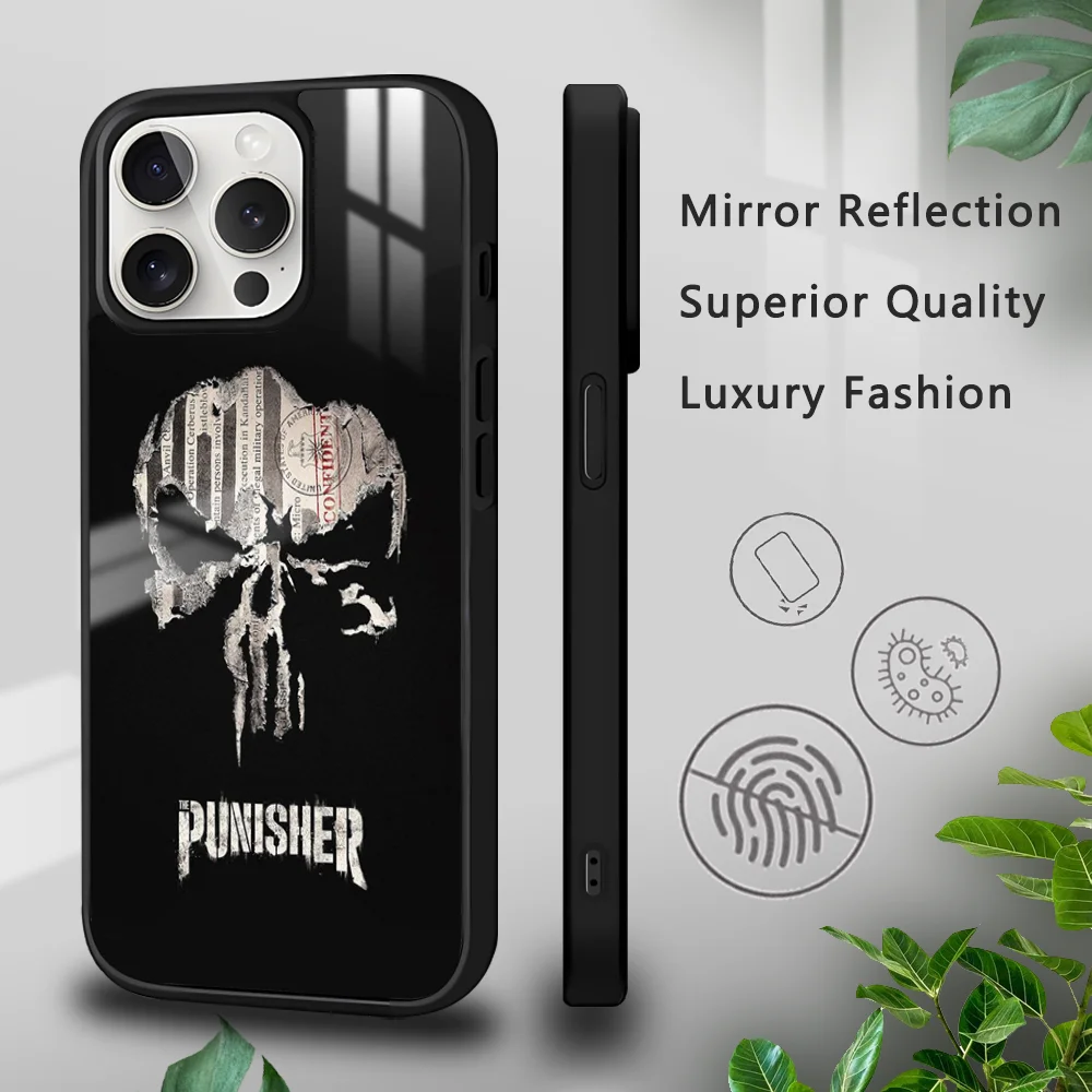 The Punisher Logo Phone Case For iPhone 16 15 14 13 12 11 Pro Xs Max Mini Plus Celulares Hard Funda