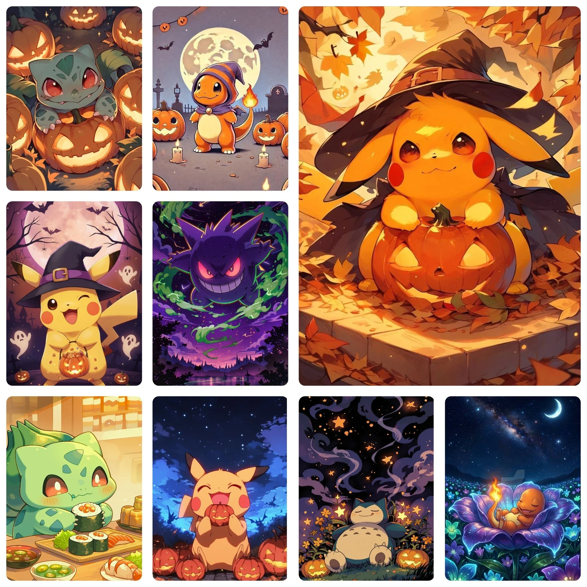 Painting, Pokemon Halloween Pumpkin Art, Hobby Craft for Home Wall Decor, Ideal Gift for Art Lovers