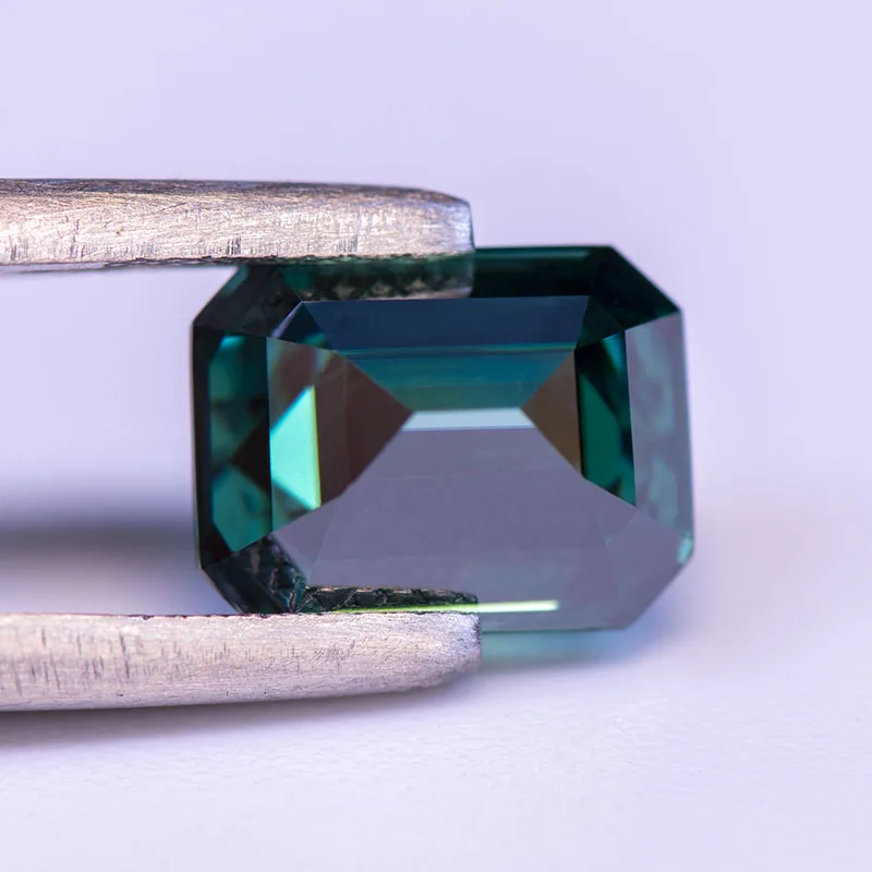 Moissanite Gemstone Emerald Cut Natural Color Green Lab Grown Diamond For Charms DIY Jewelry Making With GRA Certificate