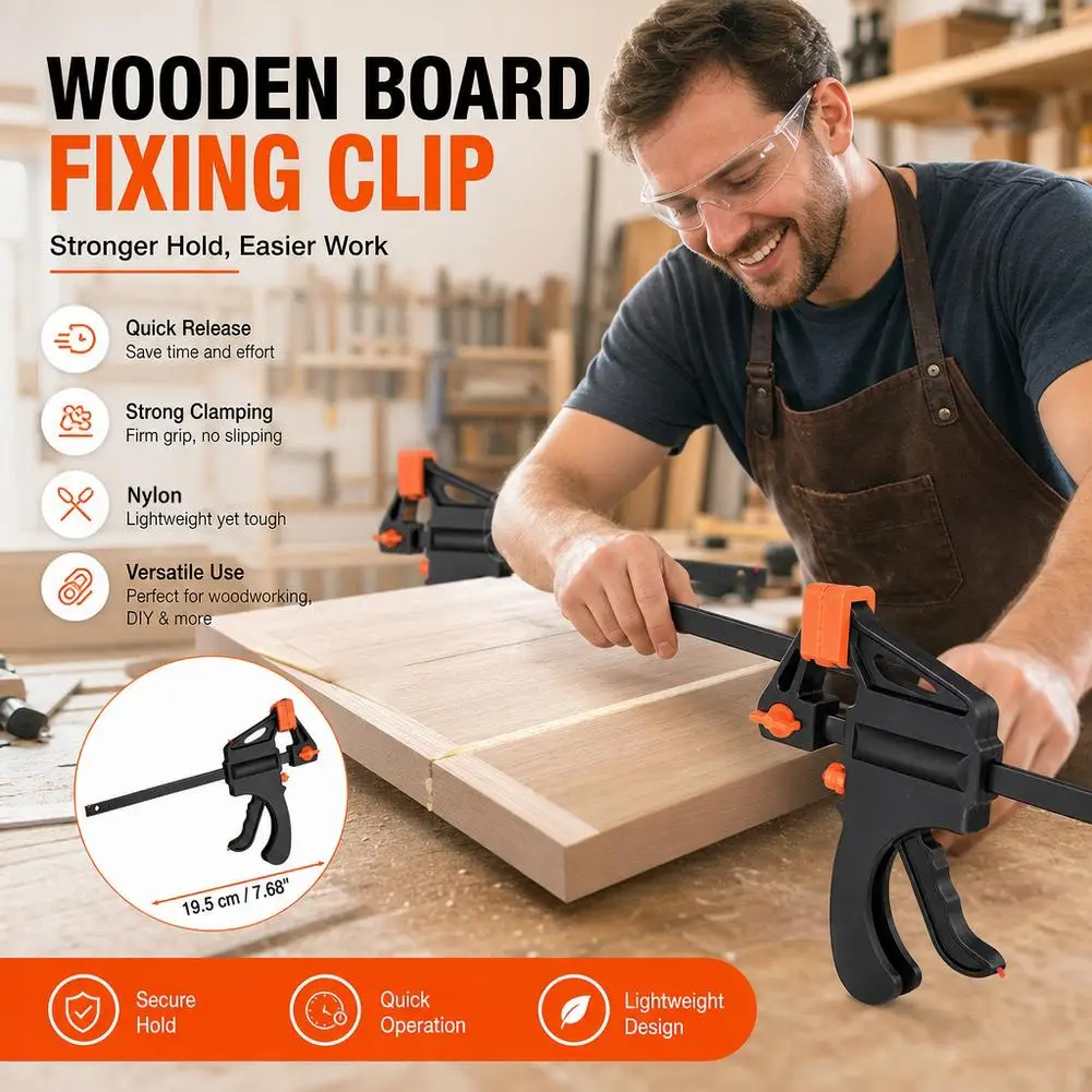 Quick Release F Clamp Woodworking Bar Clamp Single Handed Grip Clamp Spreader Nylon Wood Fixing Tool for DIY Carpentry Craft