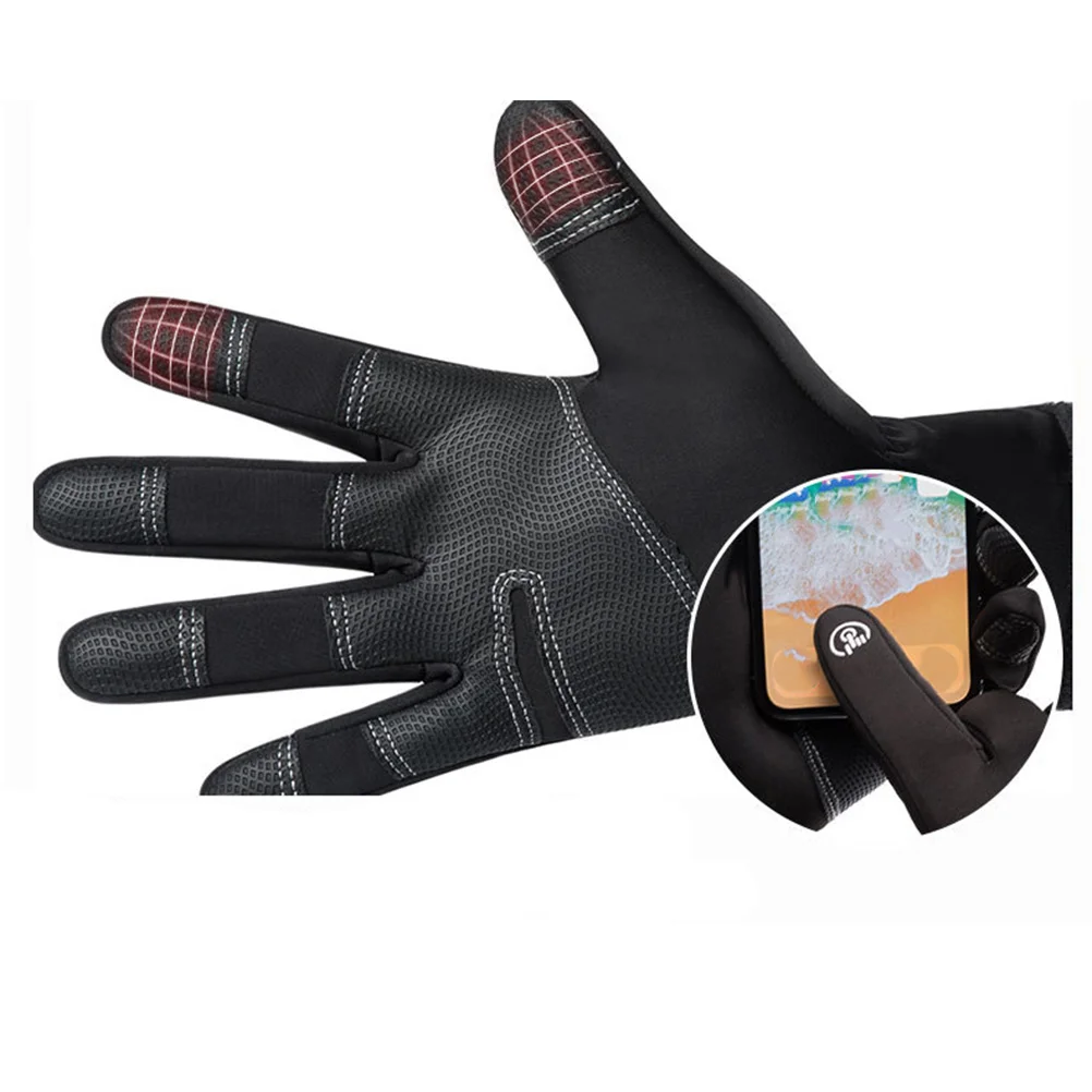 

1Pair Black Xl Winter Riding Gloves Windproof Waterproof Touch Screen Mountain Bike Skid-Proof Outdoor Cycling Gloves