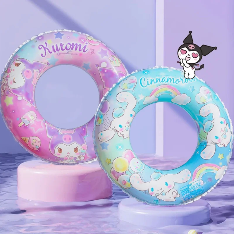 Anime PVC Kinder-Schwimmkreis, Badekappe, Schutzbrille, Cartoon Kuromi Melody, dicker Glitzer, Strandparty, Wasserspielzeug