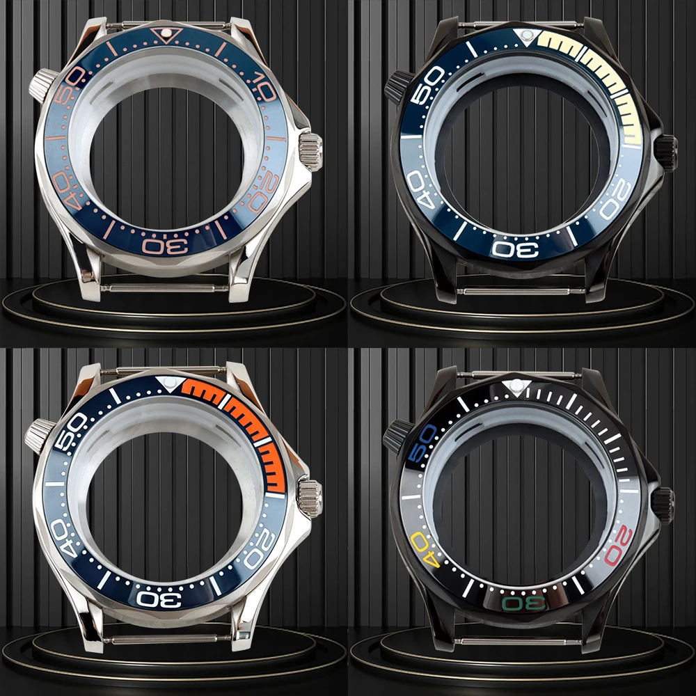 

Silver/Black 41mm NH35 Watch Case Solid 316L Stainless Steel Waterproof for Seamaster 300 NH35 NH36 Automatic Movement 31mm Dial