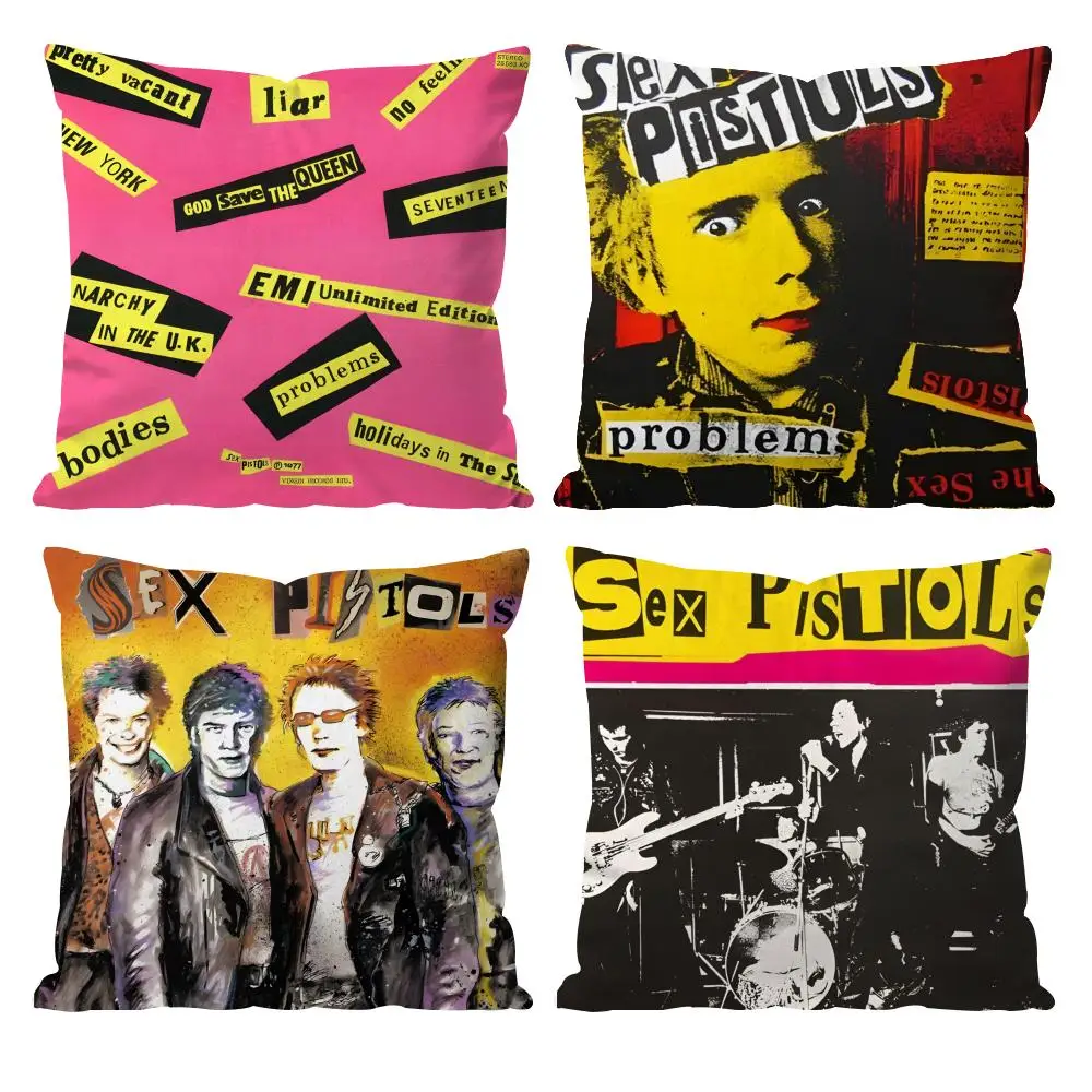 Rock Band S-Sex P-Pistols Cushion Cover Pattern Printed Pillowcase for Living Room Sofa Cushion Cover & Bedroom Decor