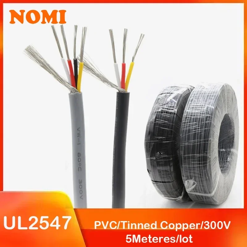 

5M Shielded Wire 30AWG 28AWG 26AWG 24AWG 22AWG 20AWG Audio 2 3 4 5 6 7 Cores Headphone Control Copper Signal Cable UL2547