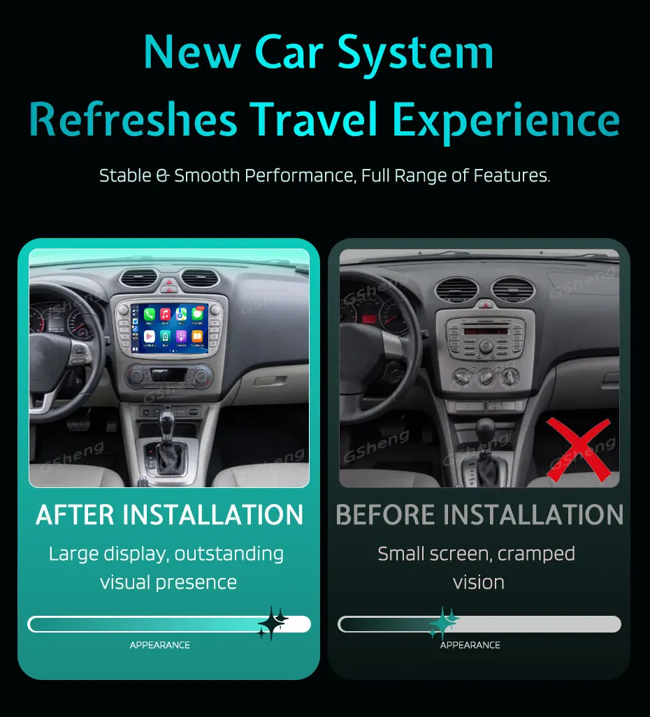 7'' Android 16 Car Radio for Ford Focus Mondeo S-max C-max Galaxy Kuga 2008-2011 Wireless Carplay Android Auto GPS Navigation 4G
