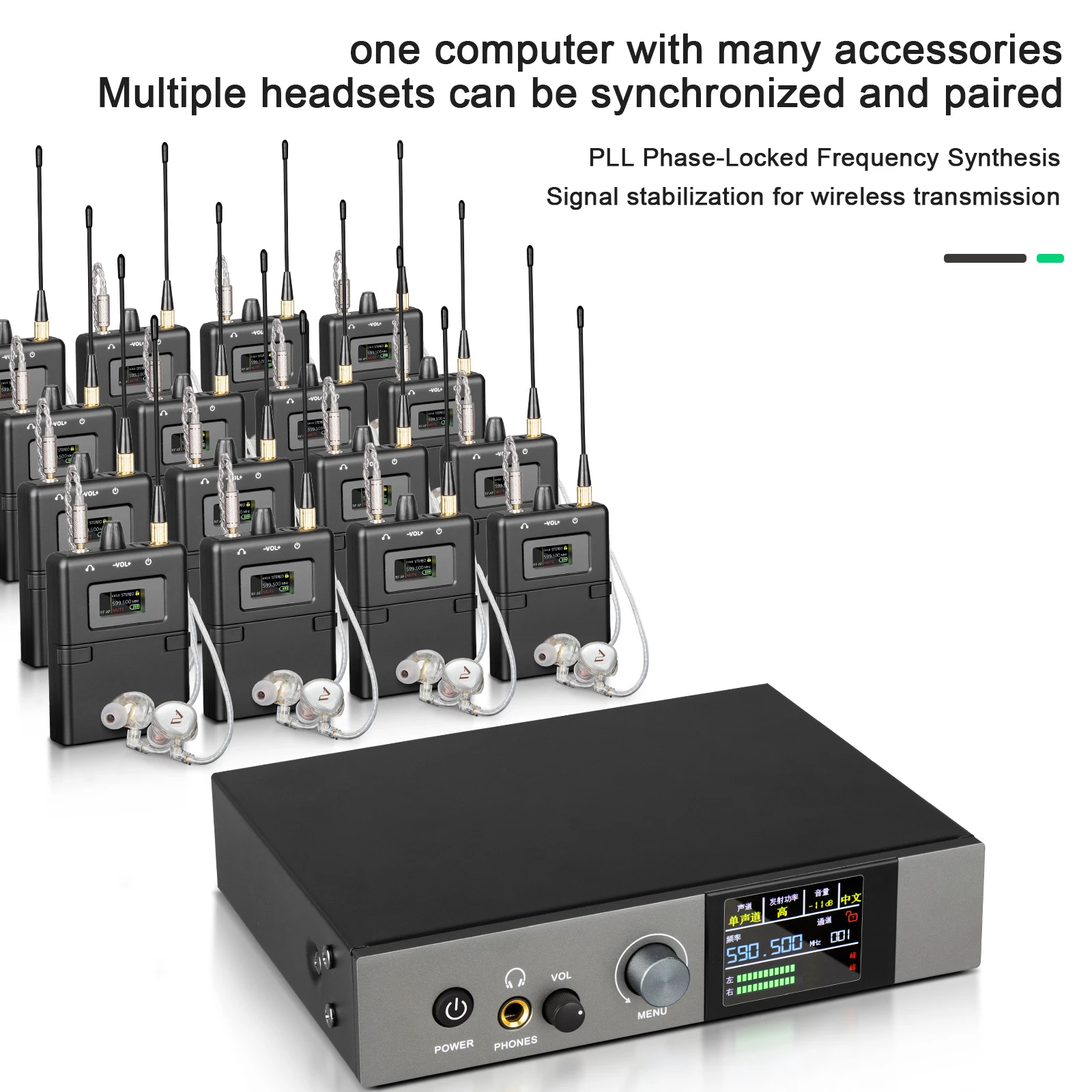 K24 Stereo UHF Wireless Ear Monitor System Live Music Stage Performance Studio Rehearsals Noise Cancelling XLR