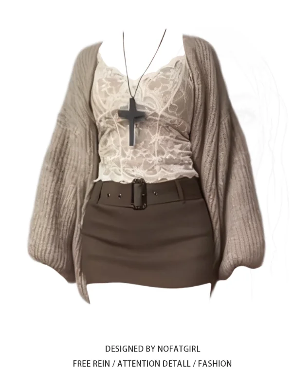 

plus Size Women's Knitted Sweater Jaet Loose Cover up Slimming Autumn Winter New Sle Casual Commute Korean Version Long S...