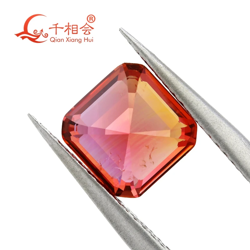 

lab grown Sapphire Padmaraga /Padparadscha Asscher cut Natural Cut including Minor Cracks Inclusions Corundum Loose Gem Stone