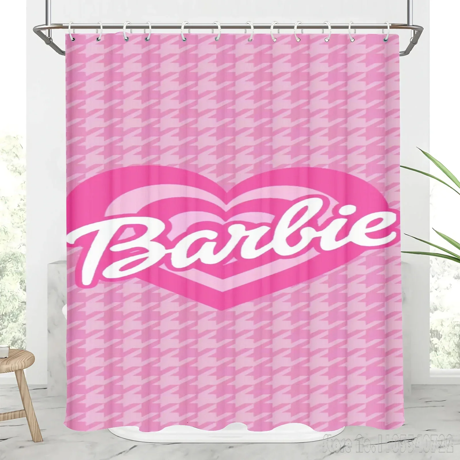  Barbie Girl Shower Curtain Cartoon Funny Bath Screen Curtains with Hooks for Kids Bathroom Decor Waterproof