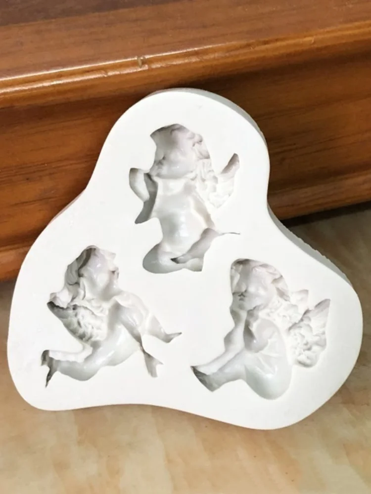 Bebê anjo em forma de molde de silicone decoração do bolo menino fondant biscoitos ferramentas 3d silicone doces molde (cor aleatória)