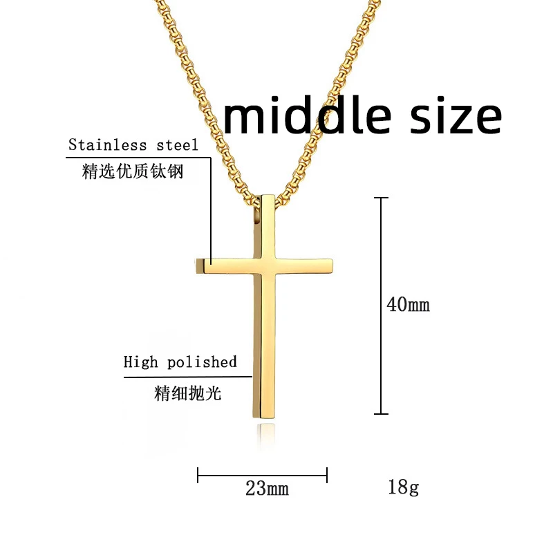 Punk Cross Stainless Steel Pendant Necklaces For Men Women Black Gold Color Necklace Jelwery Wholesale Lots - view 4