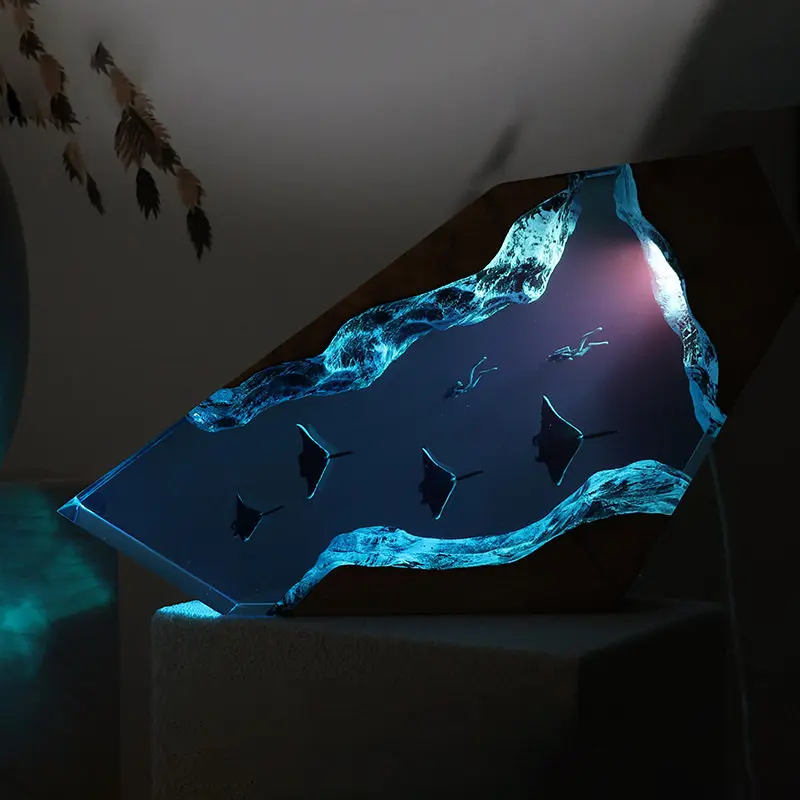Marine Micro-Scene Table Decorative Piece - Whale Resin Glowing Personalized Home Decoration Creative Advanced Gift