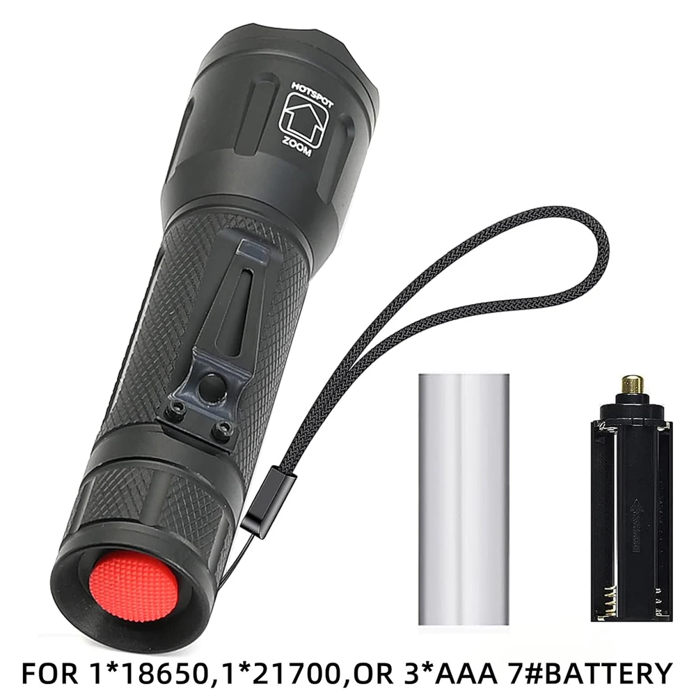 4 in 1 Multicolor Tactical Flashlight, Can Zoom White Blue Green Red Light, RGB Waterproof Handheld Torch with Clip, Suitable