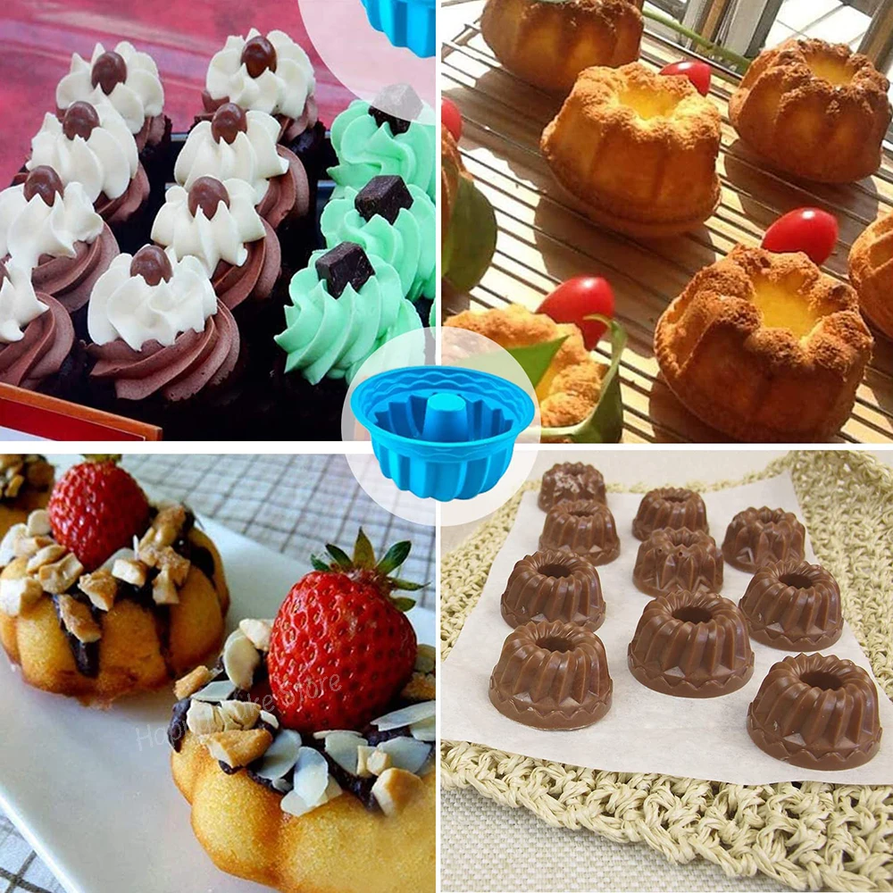 12PCS/Set Mini Pumpkin Shaped Silicone Mold DIY Portable Reusable Donut Mould Muffin Chocolate Biscuits Jelly Bread Baking Pan