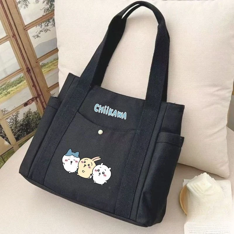 Anime Chiikawa Kawaii Lovely Tote Bag Girls Large Capacity One Shoulder School Bag Usagi Hachiware Student Tuition Bag Sweet New view 3