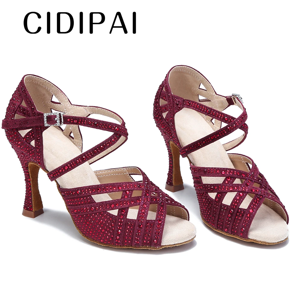 CIDIPAI Latin Dance Shoes Women Tango Salsa  Dance Shoes For Girls Ballroom Dance Heels Red Wedding Shoes Women Party Sandals