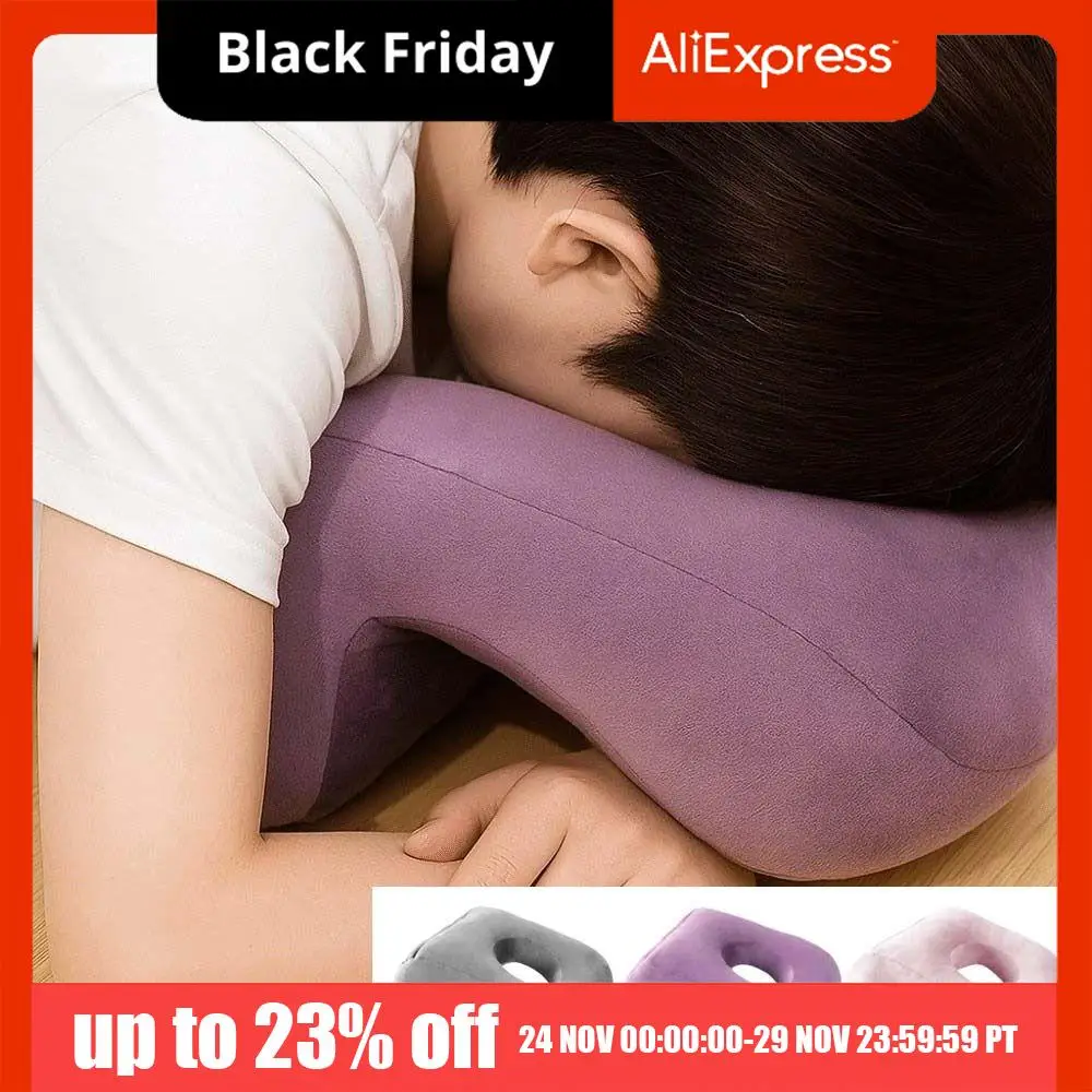 

Mulitfunctional Plush Office Nap Pillow Comfortable Soft Hollow Reclining Pillow Breathable Lightweight Cushion Pillow Gift