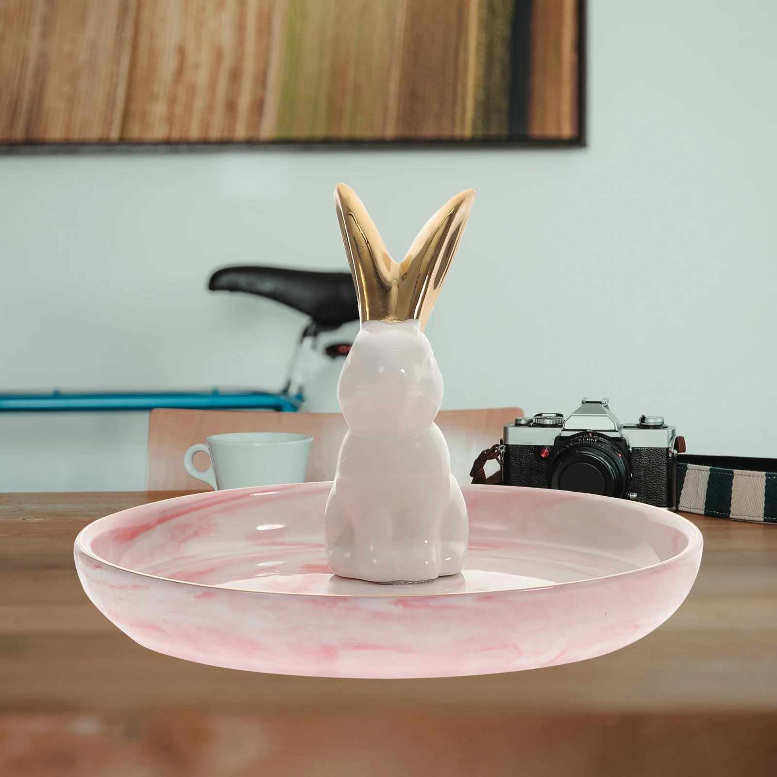 

Ceramic Cartoon Rabbit Decor Jewelry Tray Dish Trinket Plate Ring Storage Organizer Desktop Adorn Gift Home Hotel Dorm