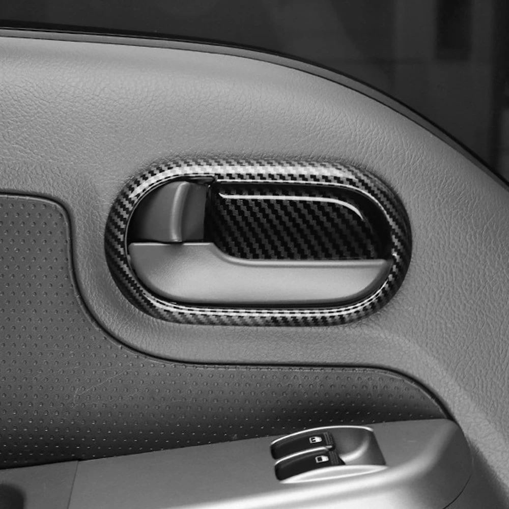 Carbon Fiber Wood Grain Style Car Inner Door Bowl Handle Frame Cover For Kia Bongo LHD Interior Trim Accessories