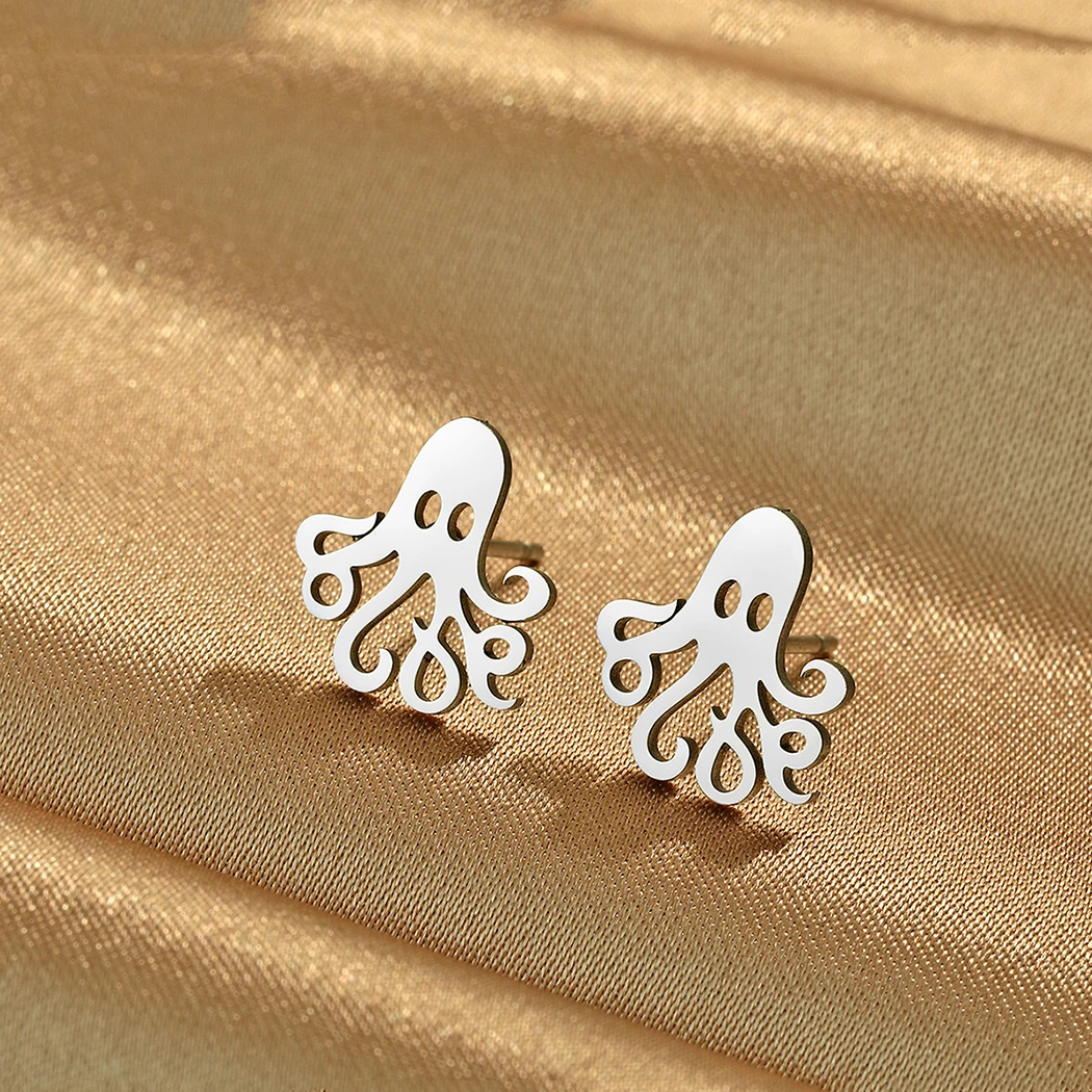 CHENGXUN Tiny Octopus Stud Earring Mermaid Ear Octopus Tentacle Earrings Scuba Diver Gift Ocean Fish Lover Gift