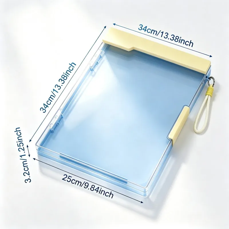 1 Pack Thickened ABS Storage Clipboard 13.3×9.88 Inch Portable Writing Board with Built-in Storage & Clear Lid, Multi-Color Document Holder