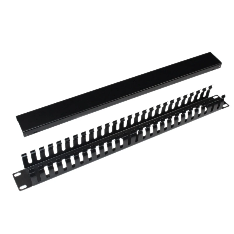 1U 25-Speed Server Cable Management Rack, 19Inch Network Rack Trunking Duct Panel, Metal Network Cable Organizer