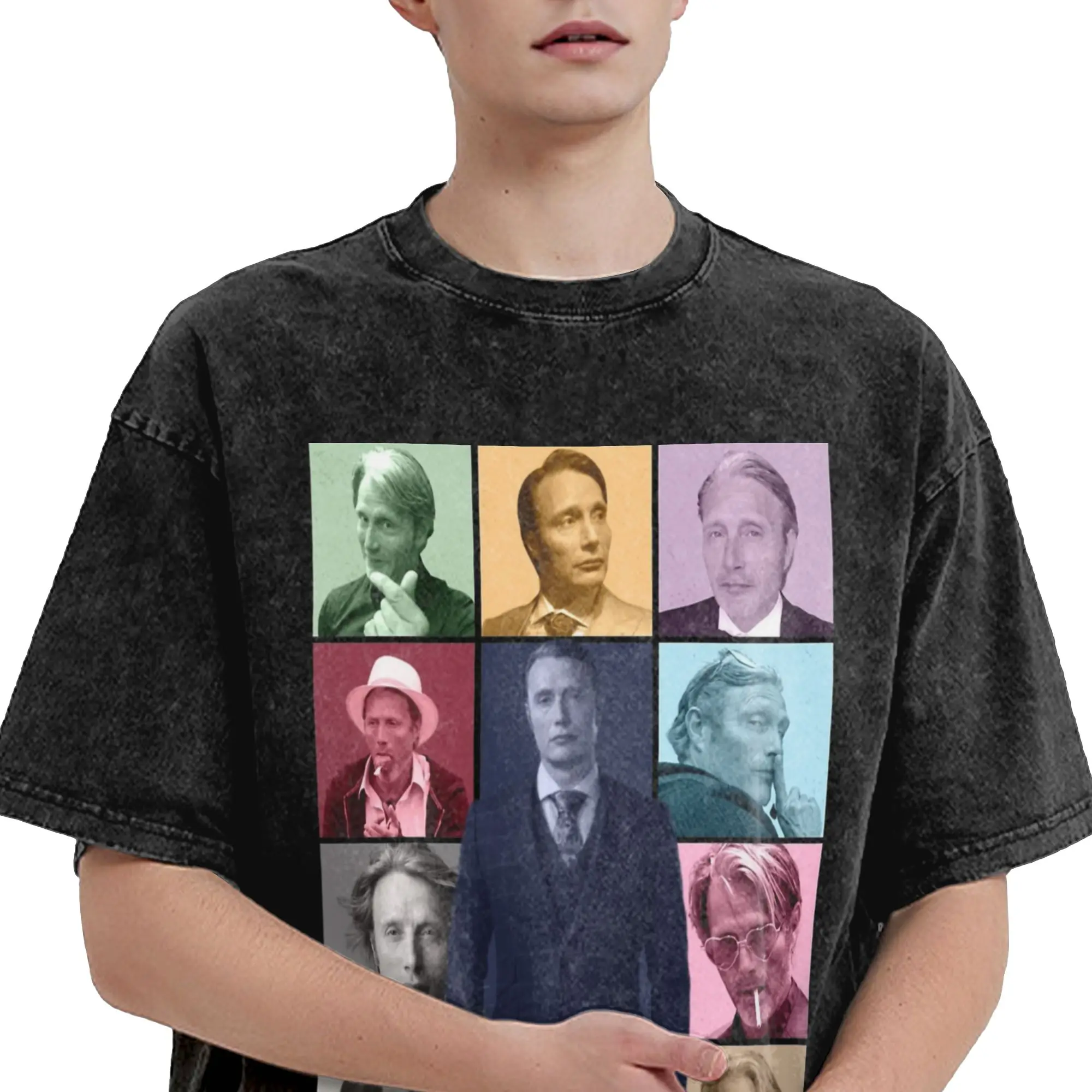 Mads Mikkelsen Eras Tour Washed T Shirts Streetwear Cool T-Shirt  Tees Tops for Men Women Short Sleeve High Street Printed