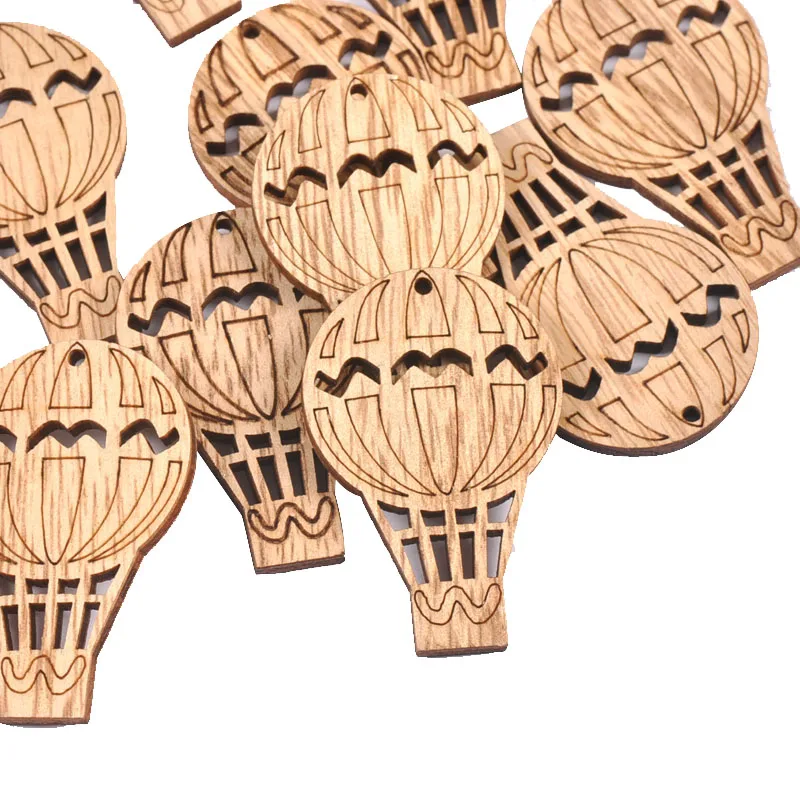 20 sztuk naturalne Retro Hot balon dmuchany drewna rzemiosła dla Handmade Scrapbooking ozdoby niedokończone drewniane Decor sztuka do domu m1614