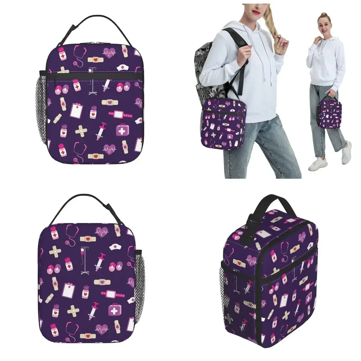 Cute Hospital Medical Pattern Nurse Product Insulated Lunch Bag For Work Storage Food Boxes Reusable Thermal Cooler Lunch Boxes