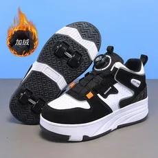 أحذية عصرية بعجلتين، أضف الصوف للدفء في أحذية المشي الشتوية للأطفال، أحذية رياضية خارجية 31-42 هدية للأطفال #1