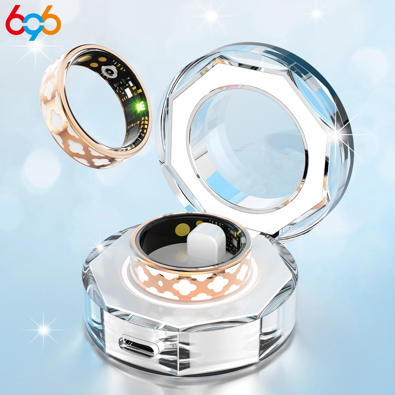 696 New Smart Ring Women Waterproof Heart Rate Blood Pressure Caring For Family Sport Remote Control Photography Lady Rings Gift