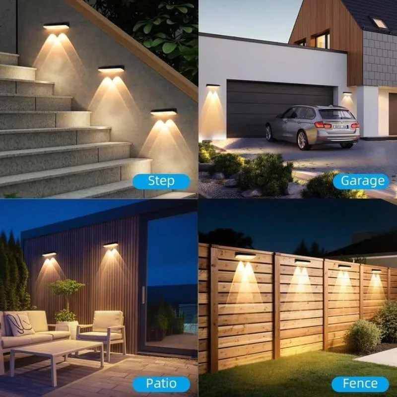 Solar Fence Lights Outdoor 3000/4000/6000K 3 Mode Waterproof Solar Powered Lights for Outside Backyard Railing Patio Wall