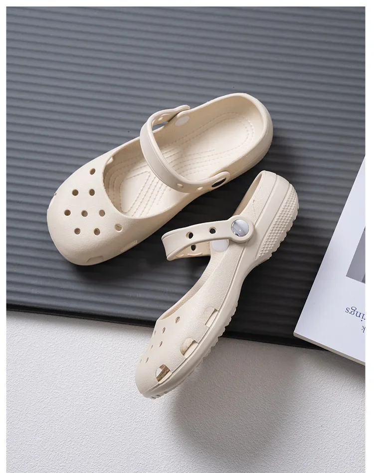 Niedliche Damen-Clogs mit Leopardenmuster, süße Outdoor-Schuhe, Sommer-Neuheit, EVA-Outdoor-Strand-Pantoffeln, wasserdicht und rutschfest. – Detail 14