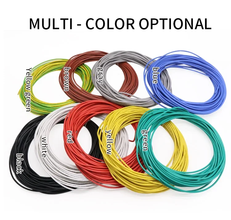 2/5/10M UL3135 Soft Flexible Silicone Wire High Temperature Resistant 30 28 26 24 22 20 18 16 14 12 AWG  Electronic Copper Wire