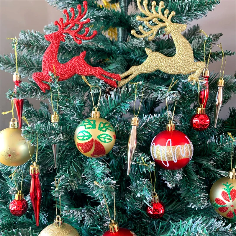 40pcs ornamenti per palline di natale palline d'oro rosso decorazione per albero di natale per la casa 2025 Navidad Noel ciondolo per feste di natale di capodanno