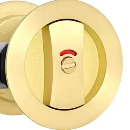 

Карманный дверной замок заподлицо из цинкового сплава золотого цвета с индикаторами конфиденциальности Современный круглый дизайн для жилых дверей