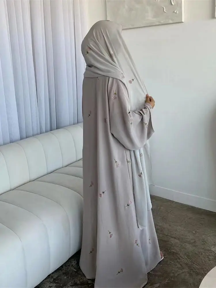 

Muslim Women Embroidery Kimono Abaya Damen Dubai Elegant Luxury Kaftan Modest Dress Islam Caftan Marocain Robe Femme Musulmane