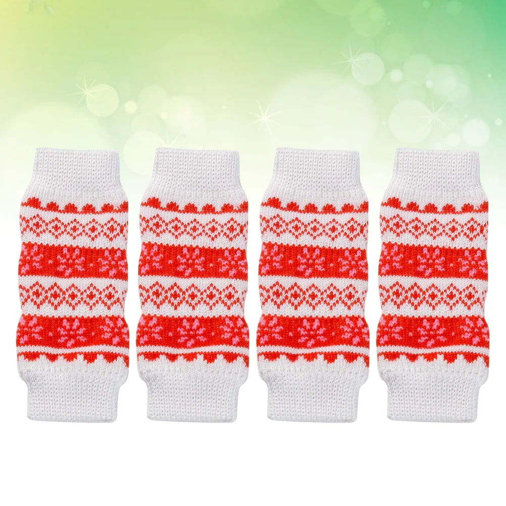 

4Pcs Pet Leg Sleeve Anti-Urine Protective Knee Cover Warm Elastic Mouth Dirt Proof Dog Leg Protectors Size S Christmas Snow