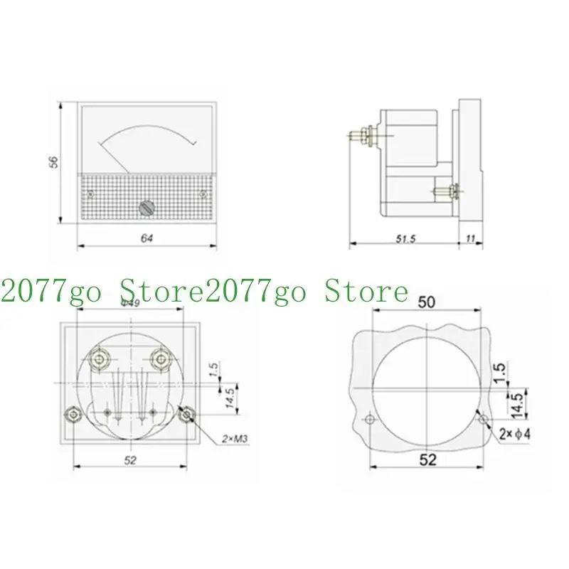 Y1UD 85L1 AC Panel Meter Analog Panel Ammeter Dial Current Gauge Pointer Ammeter